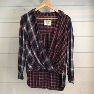 ABERCROMBIE Wrap Front Flannel High-Low Size S